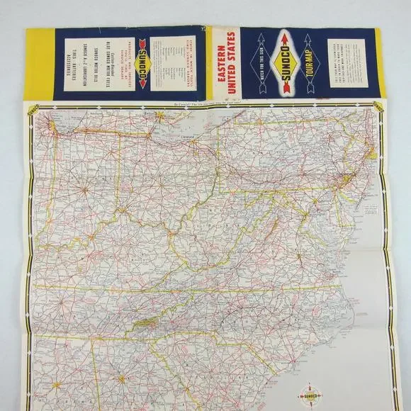 Vintage 1958 SUNOCO Gas Company Road Map Eastern United States - Picture 7 of 12